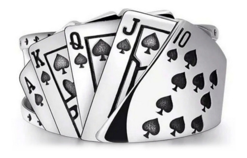 Anel Cartas Poker Vegas Nipes Mc Ajuste Prata 925 Garantia