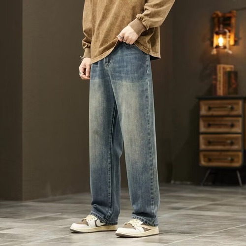 Vaqueros Holgados De Pierna Recta Para Hombre De Estilo Vint