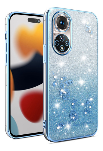 Gradient Eternal Flower Case For Honor 50, Fashionable And E Cover Full-cover Silicone Luxurious Durable Shockproof