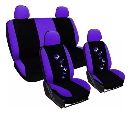 Funda Cubre Asiento Negro-color Mariposa 8pcs Auto Universal