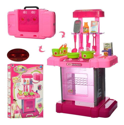 Cocina Infantil Maletin Pricesas Niñas Ollas Horno