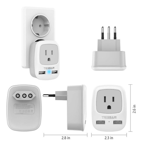 Adaptador Enchufe Italia De Viaje, Cargador De Viaje Ti...
