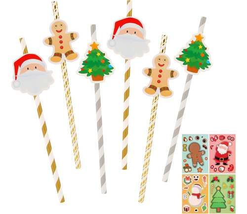 Paquete De 30 Popotes Decorativos Para Fiesta De Navidad, Po