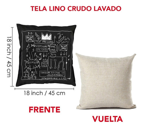 Set De 4 Capas De Almofada Basquiat Graffiti Linho Cru
