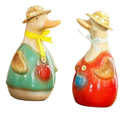 2x Estatuas De De Cerámica Figuras De Animales Lindas