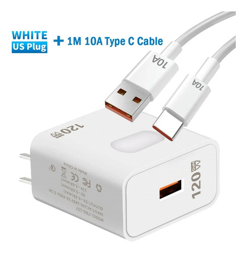 Cargador Celulares Carga Rápida 120w, Gan, Cable Usb A C 10a