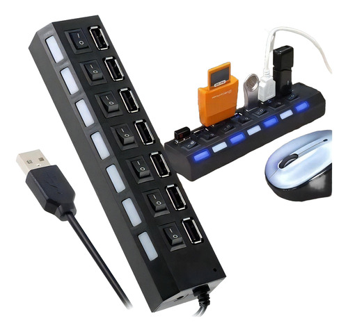 Hub Extensor Usb 7 Puertos Con Switch Alta Velocidad Usb 3.0