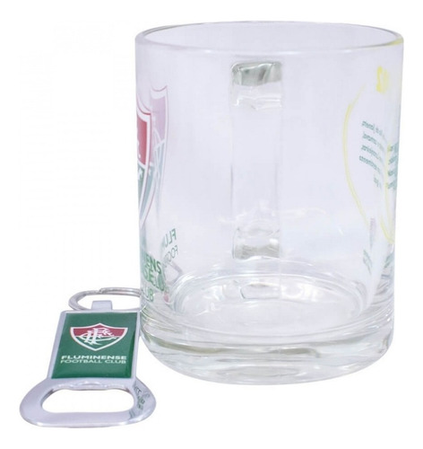 Caneca De Vidro Com Abridor De Garrafas 350ml - Fluminense