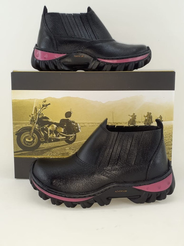 Imagem 2 de 3 de Botina Rosa Segurança Feminina Elastico Bico Protecao Bota