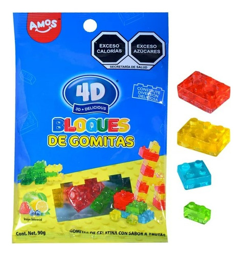 3-pack Gomitas Amos 4d Robots, Blocks Lego, Cupcakes 88g C/u