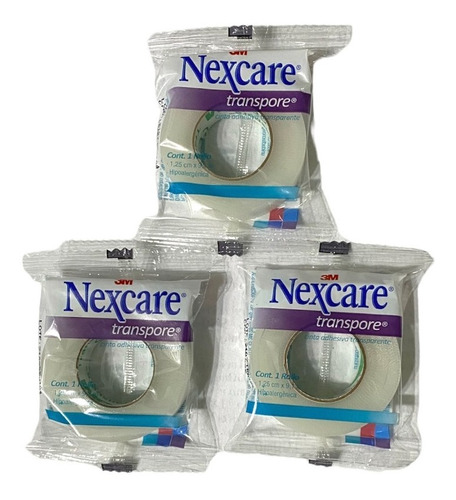 3 Cintas Transparentes Nexcare 3m 1.25 Cm X 9.1 M