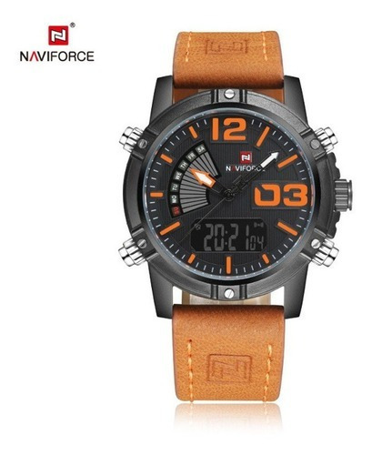 Relógio eletrônico de quartzo clássico Naviforce 9095 para homens