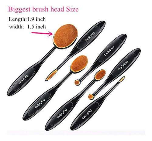 Duorime New 7pcs Black Oval Toothbrush Makeup Brush Set Crem
