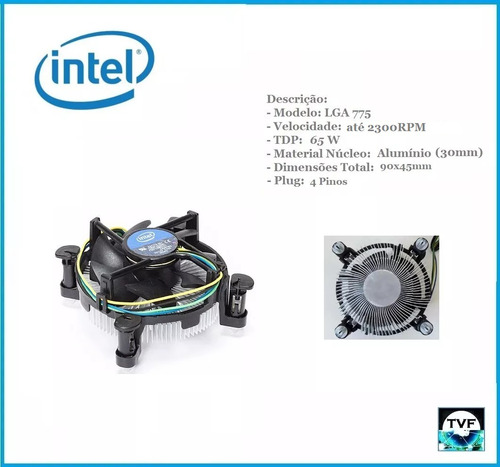 Promoção Cooler Cpu Intel Núcleo De Alumínio 775 2300rpm