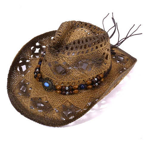 Sombrero De Playa Straw Cowboy Cowgirl Para Hombre Y Mujer,