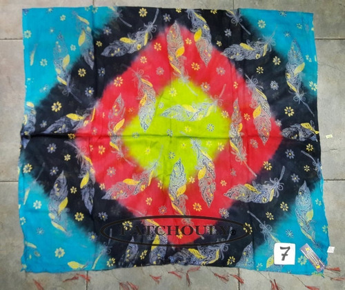 Imagen 5 de 7 de Pareo Playa Hindú Flecos Batik Tie Dye Colores Viscosa Video