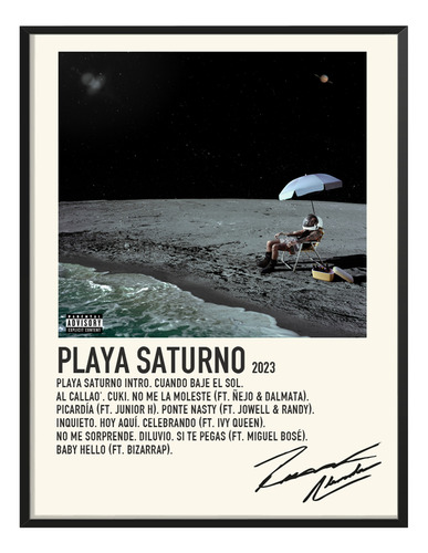 Poster Rauw Alejandro Album Tracklist Playa Saturno 45x30