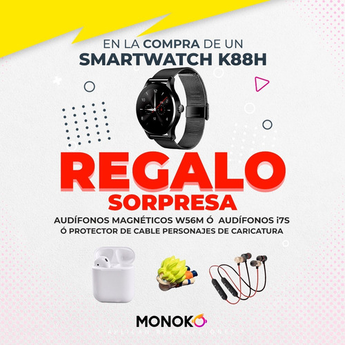 Imagen 1 de 9 de Smartwatch K88h Metálico Bluetooth Deportivo Redes Sociales