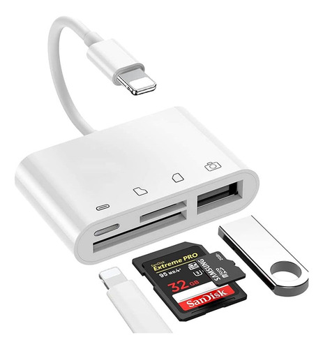 Real-el Lector De Tarjetas Sd Para iPhone 4 En 1 Adaptador D