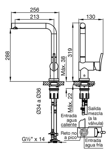 Griferia Cocina Fv Libby 411.04/39e Monocomando Touch Tactil