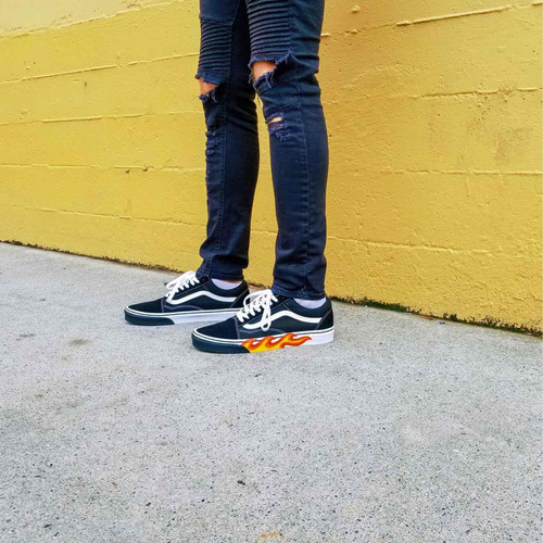 flame cut out vans