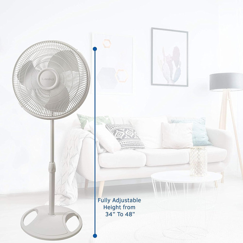 Lasko 2520 Ventilador De Pie Oscilante, Blanco 16 Pulgadas