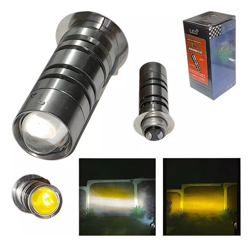 Foco Led 2 Polos Bicolor Lupa Dual Moto Luz Alta Baja