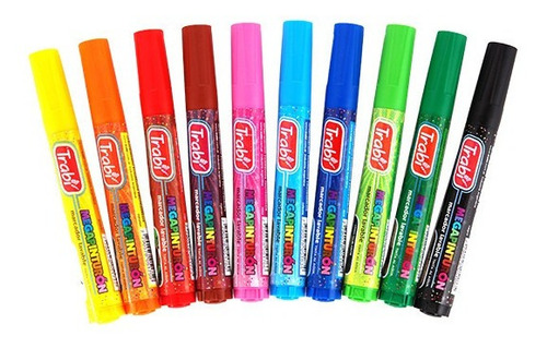 Imagen 2 de 3 de Marcadores Trabi Megapinturon Lavable Blister X 10 Colores