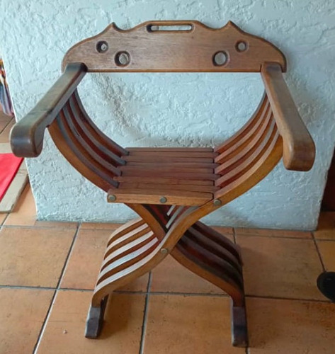 Silla Savonarola Madera Vintage Decorativa (Usado)