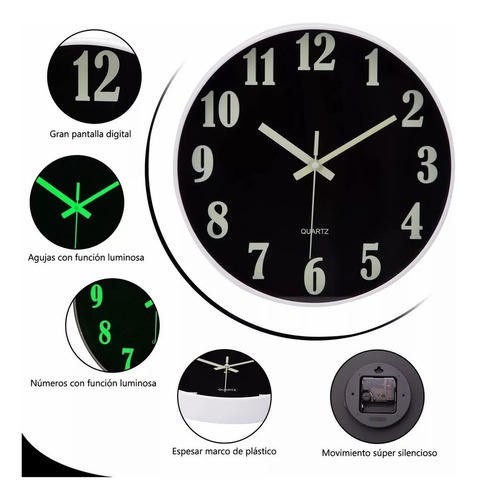 Reloj De Cuarzo For Sala De Estar, Reloj Luminoso De Lujo P