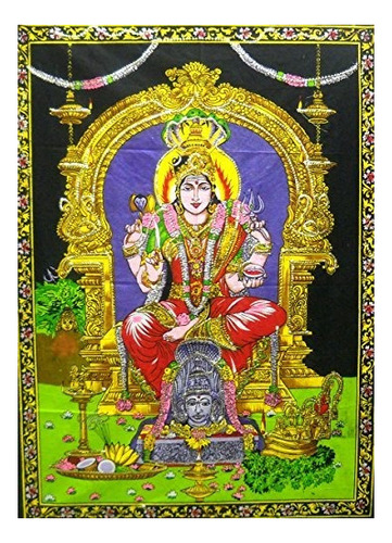 Manasa Devi Hindu Diosa Del Batik Algodon Tapiz 40 X 30