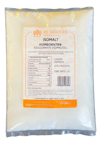 Isomalt Sustituto Azúcar Caramelo 500
