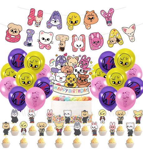Set De Fiesta Cumpleaños Decoracion Stray Kids Skzoo Kpop