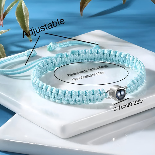 Pulsera Tejida Con Proyeccion De Foto Personalizable Azul 27.94 Cm 27.94 Cm