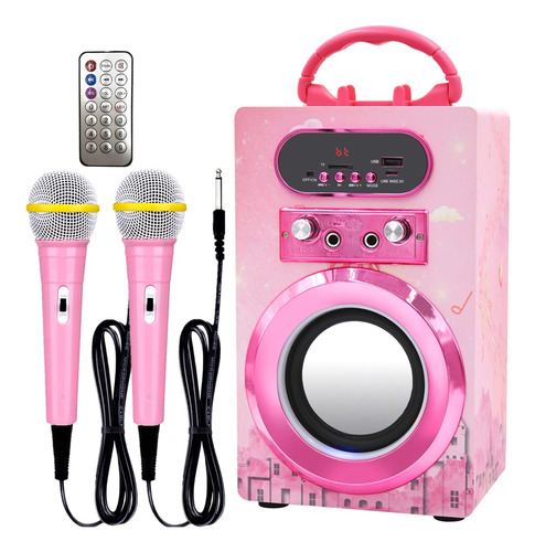 Maquina Karaoke Bluetooth Para Niño 2 Microfono Cr Portatil