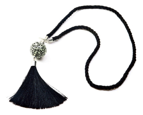 Kit Collar, Pulsera Y Arete Infinito. Alonso Luis Atala. Color Negro Chico