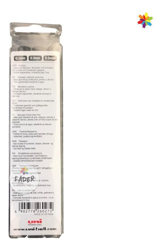 Imagen 2 de 3 de Uni Pin Fineliner Drawing Pen Neat & Precise Black X 3