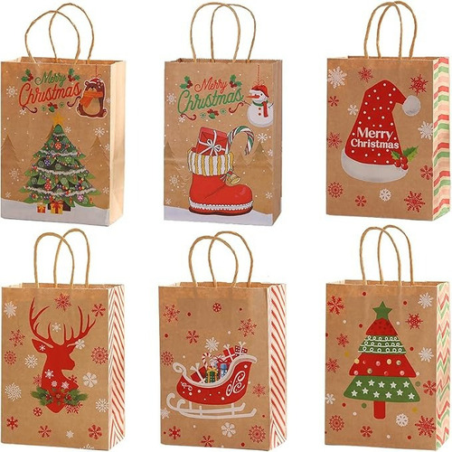 I 24 Bolsas De Papel Kraft Para Obsequios Navideños