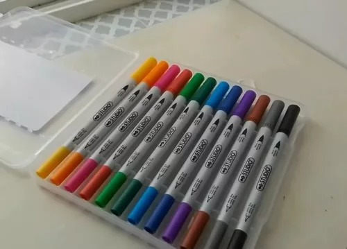 Marcadores Doble Punta 12 Unidades Marca Studio