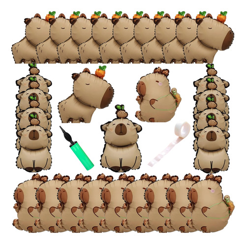 Pack Globos Capibara 30cm Deco Fiesta X30 Combo Cumple Set Marrón Capibara