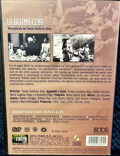 Dvd La Última Cena. 1976 1a Ed. Clásicos Del Cine Cubano (Usado)
