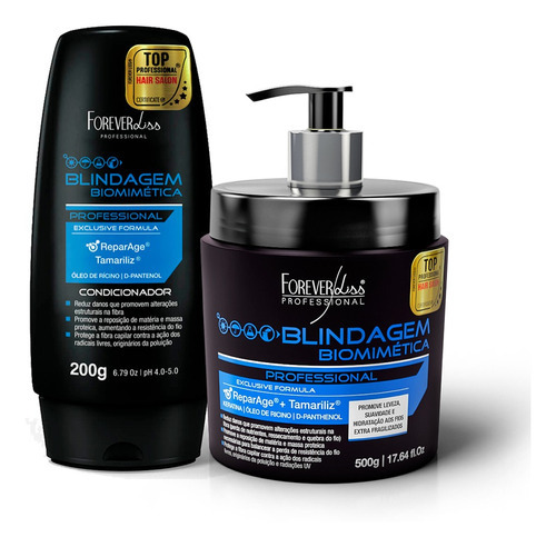 Kit Blindagem Condicionador + Máscara Forever Liss 500g