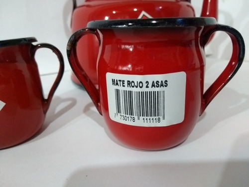 Mate Enlozado Dos Asas 6cm Nuevo. Únicos Ind Uruguaya