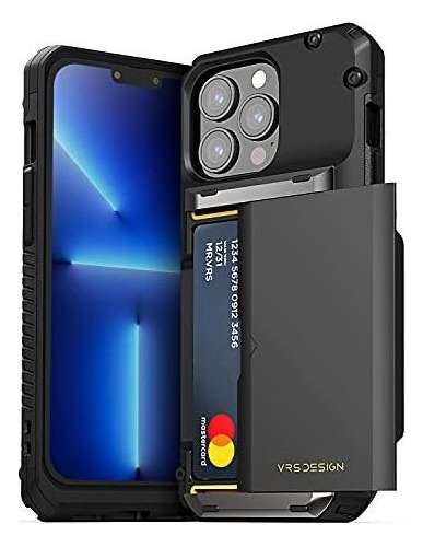 Funda Vrs Design Para iPhone 13 Pro Con Tarjetero Negro 