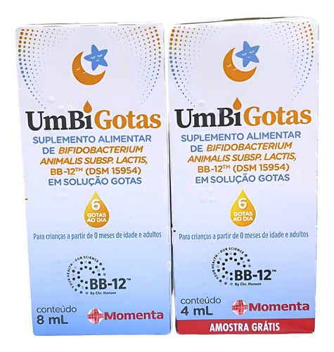 Umbi Gotas 8ml Momenta Cólica De Bebe Criança + 4ml Grátis Sem Sabor
