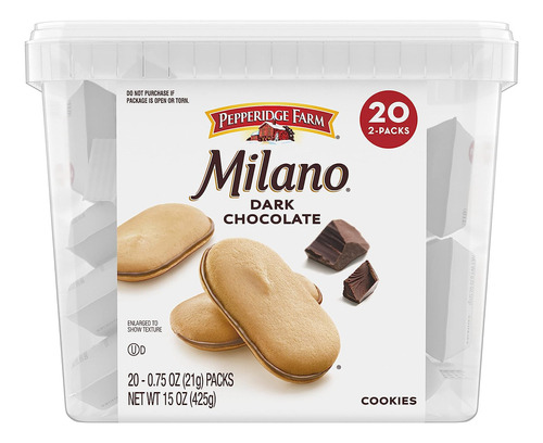 Pepperidge Farm Milano Cookies, Chocolate Negro, 20 Paquetes