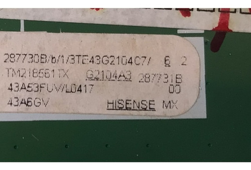 Main Fuente Hisense Original 287730 287731 43a6gv (Usado)