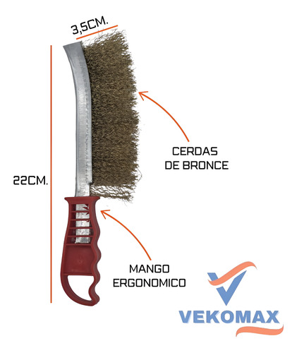 Cepillo Alambre Manual Acero Bronceado Curvo Con Mango