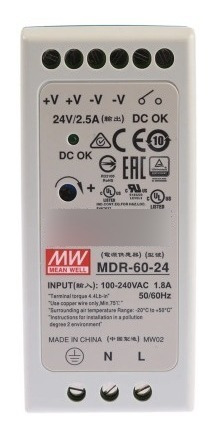 Mdr-60-24 Fuente De Poder Mean Well 24v 2.5a 60 Watts