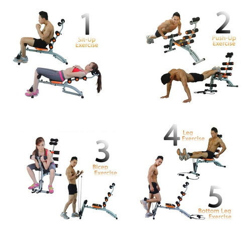 Imagen 5 de 9 de Banco Multifuncional + Pedalera Six Car Rodillos Bandas Pack